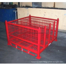 Folding Stackable Heavy Duty Steel Wire Mesh Pallet Container